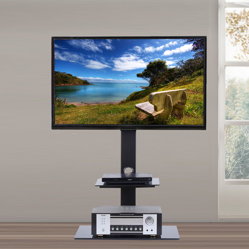 UNHO Universal Floor TV Stand Base with Tilt Arm Mount fit 32'' to 65